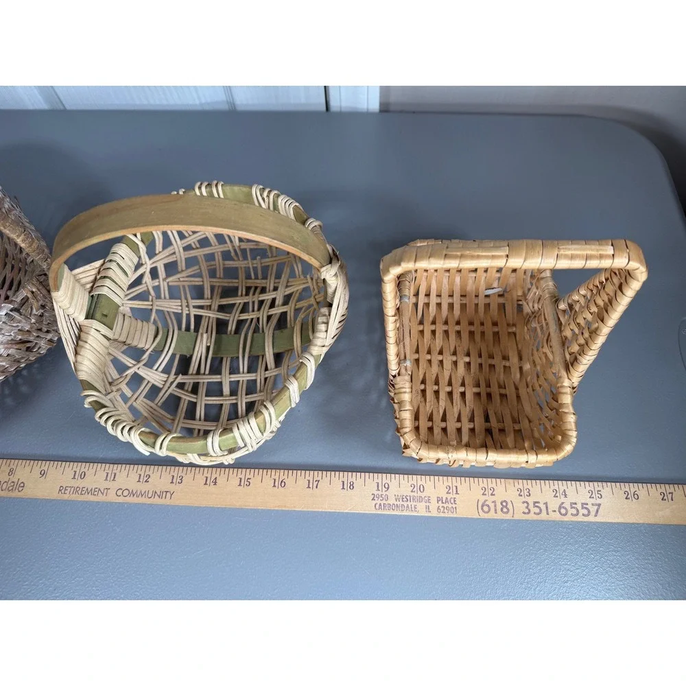 Wicker Basket Set Heart Shaped Round Rectangular Farmhouse Decor Lot 3